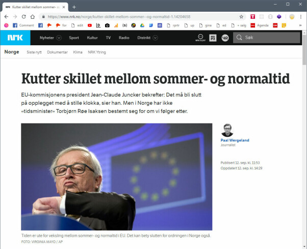 Det har vært lite fokus på den tekniske biten av fjerningen av sommertid. Skjermdump: NRK