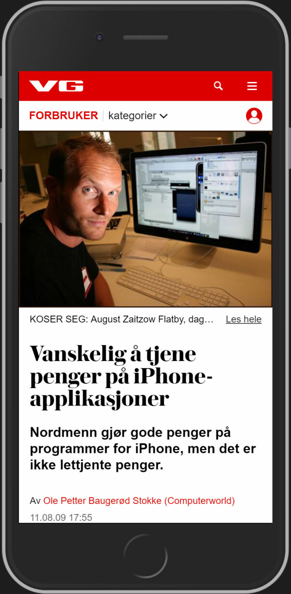 Sist jeg møtte Shortcut, i 2009, var temaet om det var mulig å tjene penger på apper. Det har det vist seg å være. Skjermdump: VG.no