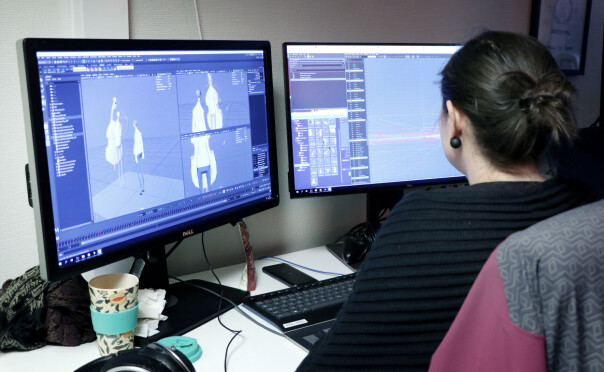 Artistene kan jobbe med 3D-modeller og animasjoner i programmer som Maya, og sy alt sammen i spillmotoren Unity. 📸: Ole Petter Baugerød Stokke