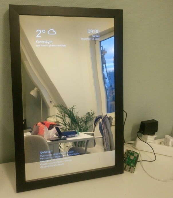 Slik ser smartspeilet ut når det er ferdig. 📸: HackTechGo!