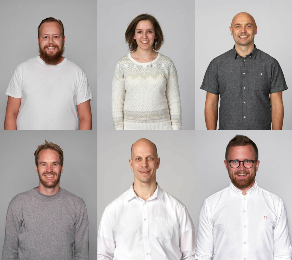 Utvikler Kristofer Selbekk, radar-redaktør Tia Firing, CTO Trond Arve Wasskog, fagsjef Jøran Lillesand, avdelingsleder Jørn Ola Birkeland og fagsjef Erik Wendel i Bekk har sett tilbake på kodeåret 2018 og spår litt om 2019. 📸: Bekk