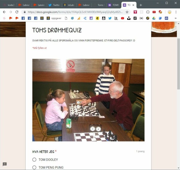 Toms Drømmequiz ga fire ord som sammen dannet riktig passord.