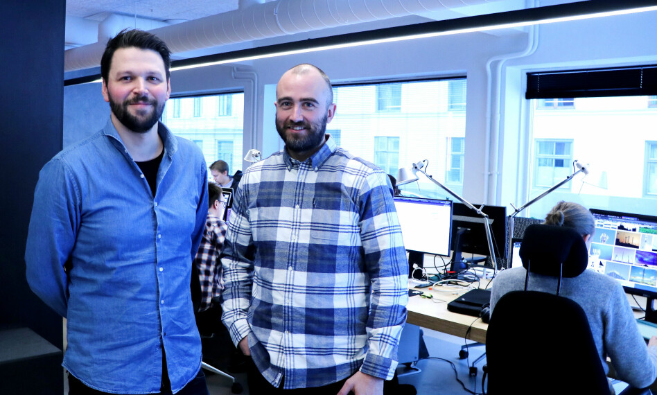 Fredrik Tveit til venstre er designansvarlig i Nettbureau. Kristian Vinkenes har vært med som utviklingssjef siden starten. 📸: Jørgen Jacobsen