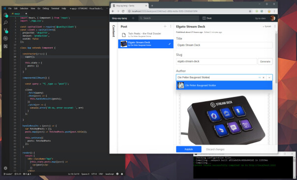Du kan lage innholdet i Sanity Studio, som du kjører lokalt, på en server eller på Sanitys egen plattform, og innholdet hentes enkelt ut i for eksempel en React-app. 📸: Ole Petter Baugerød Stokke