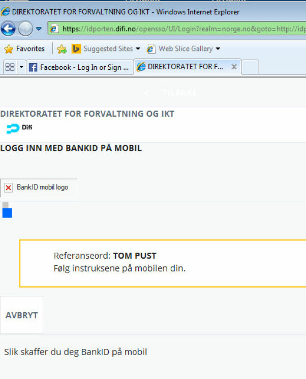 Internet Explorer 8 har ikke støtte for bank-id på mobil. Noe vi får merke på offentlige norske tjenester. 📸: Jørgen Jacobsen