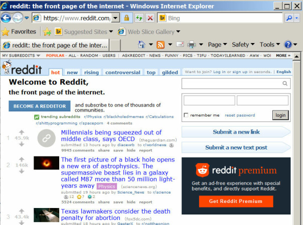 Reddit tar høyde for at brukerne kan komme fra en gammel nettleser som ikke støtter det nye designet. Men de har ikke tatt høyde for at nettleseren ikke kan støtte HTML5 attributtet placeholder, i input-felt. 📸: Jørgen Jacobsen