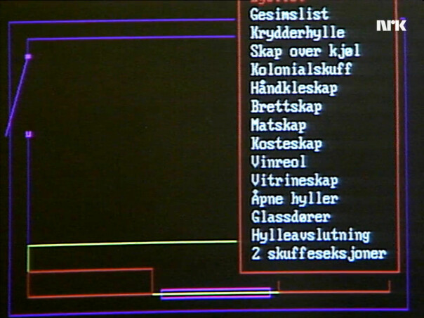 Her ser du kjøkkendesigneren i aksjon. Hvor håndkleskapet, vinreolen og kosteskapet skal stå skulle datamaskinen selv bestemme. 📸: NRK