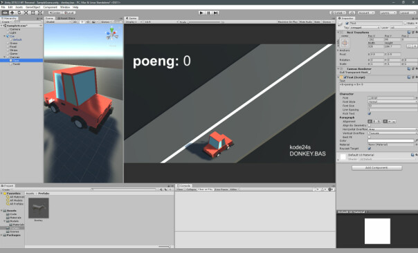 Tekstobjekter i Unity støtter enkel HTML-basert formattering, så her har vi valgt å la 'poeng' være i tykk skrift. Teksten nederst til høyre la vi inn ved å lage enda et text-objekt. 📸: Ole Petter Baugerød Stokke