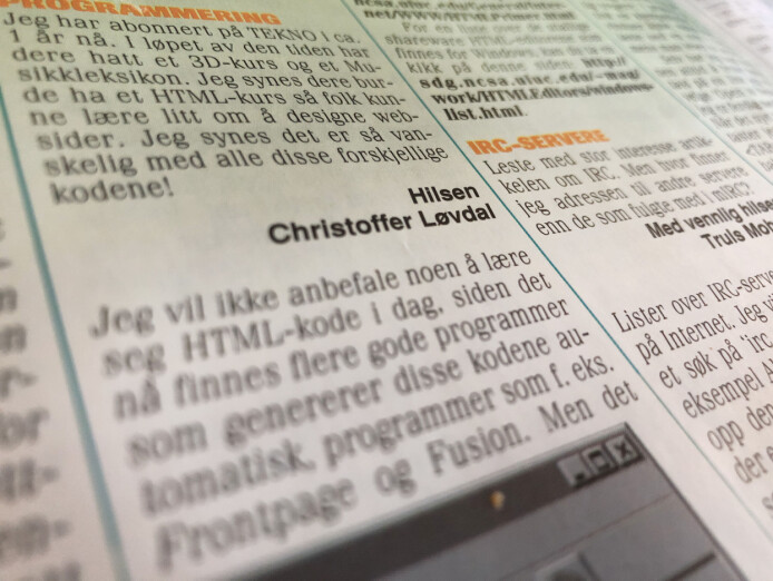 Blås i å lære deg HTML, var det klare rådet fra Tekno-magasinet i 1998. 📸: Jørgen Jacobsen