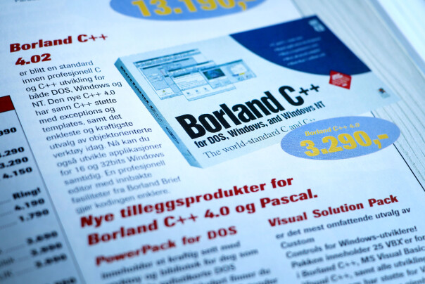 Prisen på Borland C++ tilsvarer i dag 5.500 kroner. Så kunne du til gjengjeld lage programvare for både DOS og Windows, da. 📸: Ole Petter Baugerød Stokke