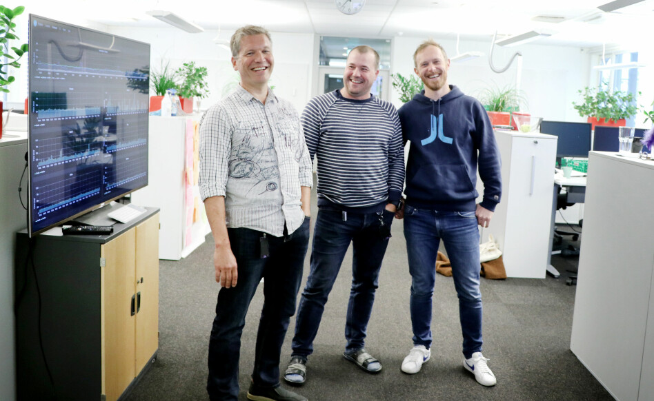Hils på Sigbjørn Trageton, Tommy Skarateppen og Andreas Thomassen! Trioen er backend-utviklere i Yr. 📸: Pernille Johnsen