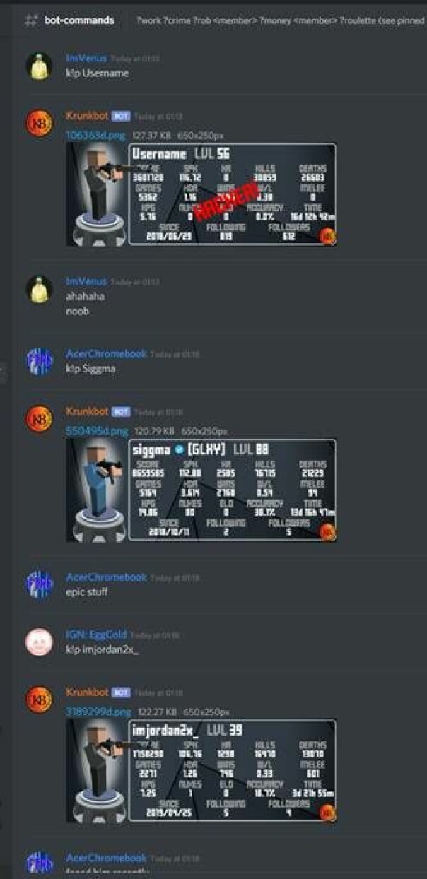 Slik ser det ut når Krunkbot skriver til Discord. 📸: Privat