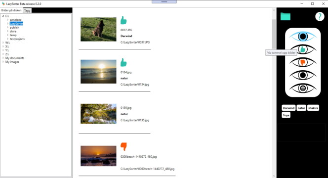 Utlisting av bilder i LazySorter. 📸: Privat