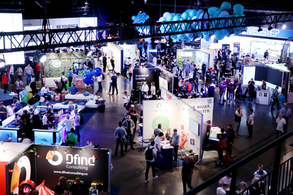 Det bør ikke være kontroversielt å hevde at norske utviklere har det greit om dagen. Her fra JavaZone 2019, hvor norske selskaper gjorde sitt beste med å ansette dem. 📸: Ole Petter Baugerød Stokke