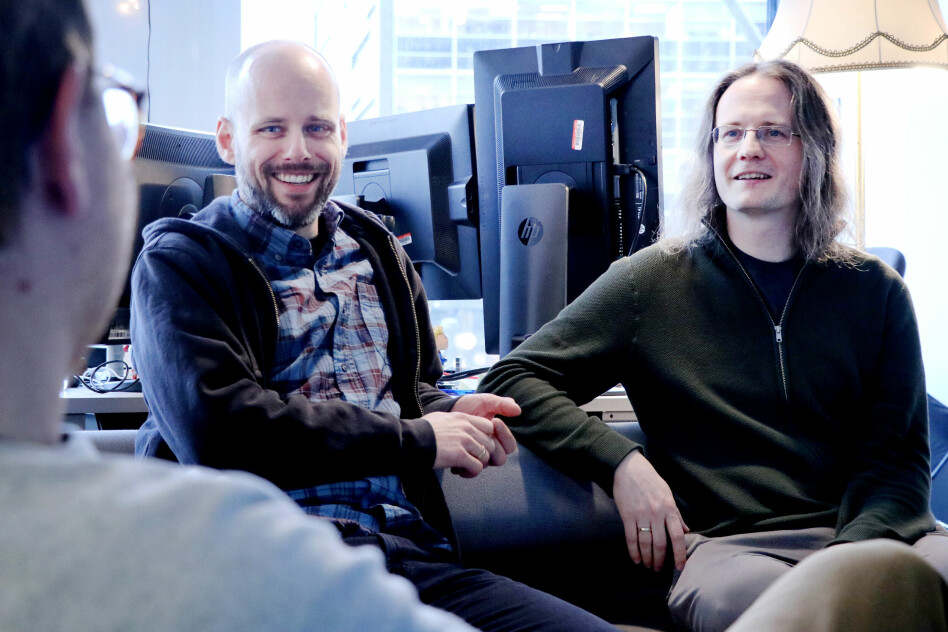 Christian Johansen og Magnar Sveen gjorde sitt beste for å forklare Clojure, ClojureScript og funksjonell programmering til kode24, kode24-klubbens medlemmer og lytterne av kode24-timen. 📸: Ole Petter Baugerød Stokke