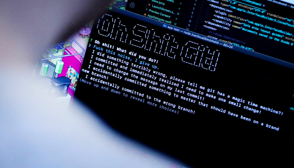 Leif Riksheim har laga OhShitGit - et verktøy som startes med kommandoen 'ohshit' og hjelper deg med Git-feil. 📸: Ole Petter Baugerød Stokke