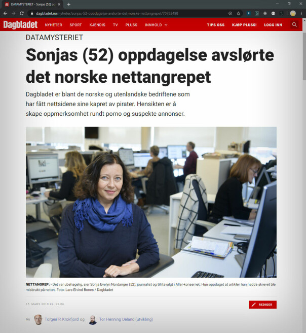 Den første av mange saker som Tor Henning Uelands datagraving førte til. 📸: Dagbladet.no