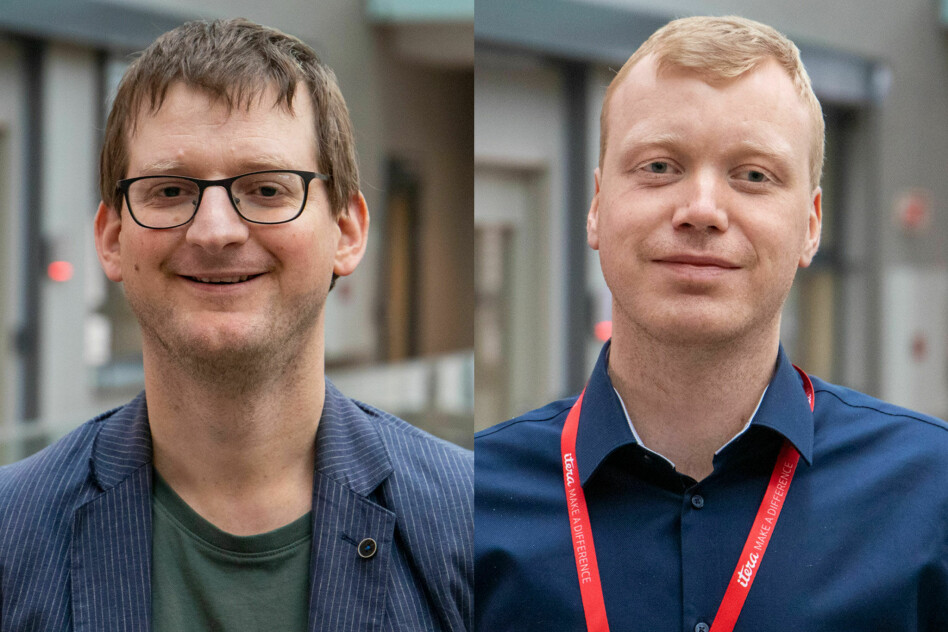 Rasmus Rimestad og Raymond Dyngeseth Selvik går inn i Itera. 📸: Itera