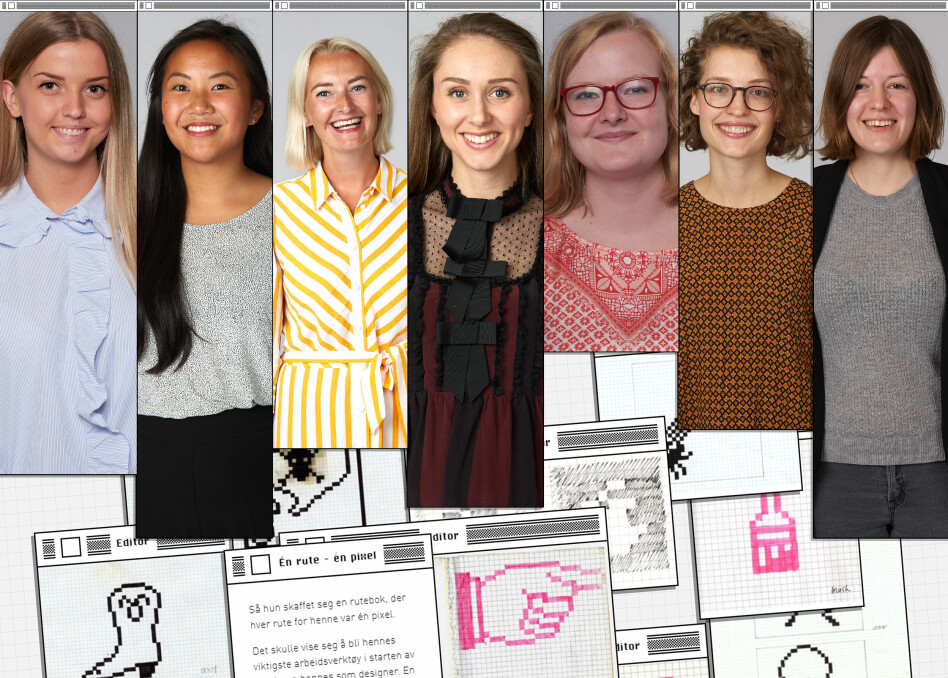 Gjengen bak etgodtstykkearbeid.no. Fra venstre: Marlin Tollefsen, Nina Kjekstad, Nina Inberg, Hanna Blisten, Sissel Fladby, Johanne Håøy Horn og Mira Thoen Feiring. 📸: Bekk / etgodtstykkearbeid.no / Ole Petter Baugerød Stokke
