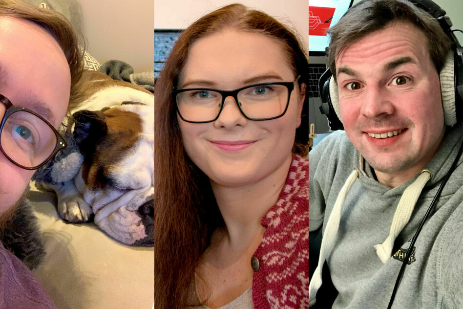 Kristofer Giltvedt Selbekk i Bekk, Benedicte Emilie Brækken i Kron og Knut Melvær i Sanity synes det går greit på hjemmekontoret, bare man følger noen enkle råd. 📸: Privat / Ole Petter Baugerød Stokke