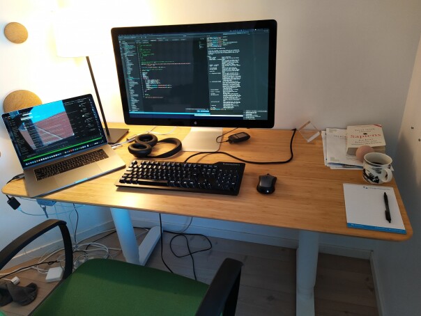 Fra dette hjemmekontoret i Oslo jobber Jan-Erik Carlsen for det amerikanske selskapet GoDaddy. 📸: Privat