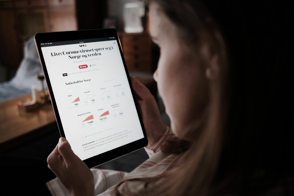 Millioner av nordmenn har fulgt med på korona-tallene fra VG denne våren. Bak tallene ligger det blant annet en Next.js-løsning, Node-API-er og flere biblioteker. 📸: Ole Petter Baugerød Stokke