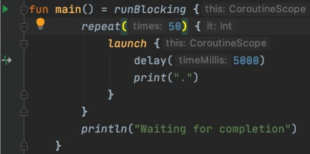 Figur 5 - eksempel på bruk av coroutine builders. 📸: Privat