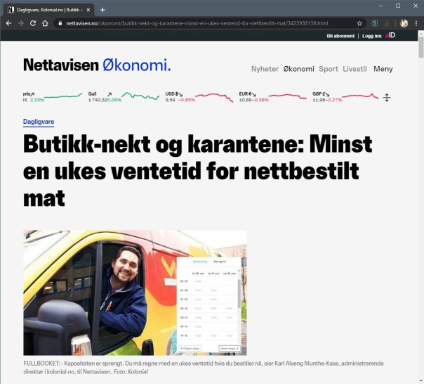Det ble mange medieoppslag av trykket Kolonial.no opplevde da koronaen stod på som verst.