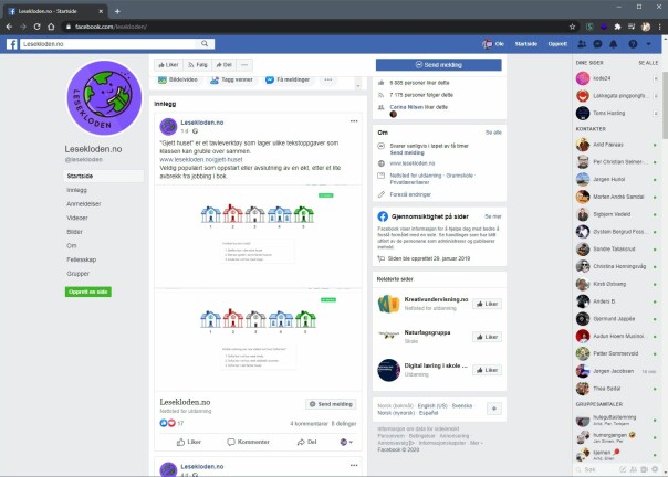 På Facebook holder Kristoffersen kontakt med Lesekloden-brukerne. Per nå har han over 7.000 følgere.