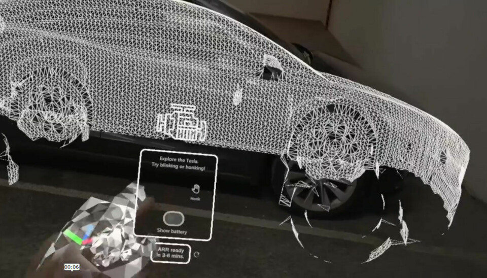 Først blir en 3d-mesh av bilen generert. 📸: LinkedIn