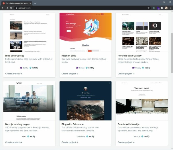 På sanity.io/create kan du sette opp og rulle ut en enkel blogg, som er det klassiske bruksområdet for et verktøy som Sanity, og demonstrerer hvordan de kan brukes med allslags webteknologi. Men de vil gjerne at utviklere bruker det til langt mer. 📸: Ole Petter Baugerød Stokke