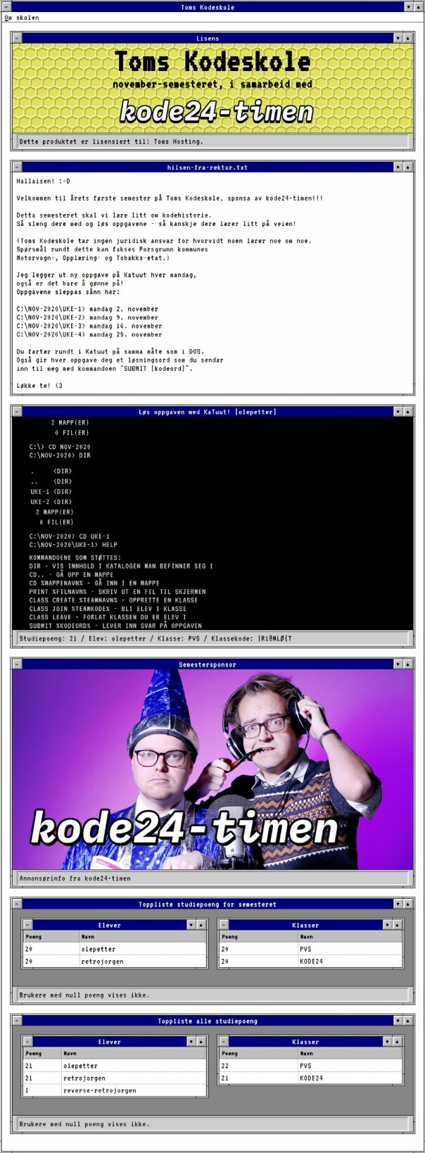 Toms Kodeskole lar deg lÊre i bÄde Windows 3.11 og DOS - alt i en virtuell virkelighet!