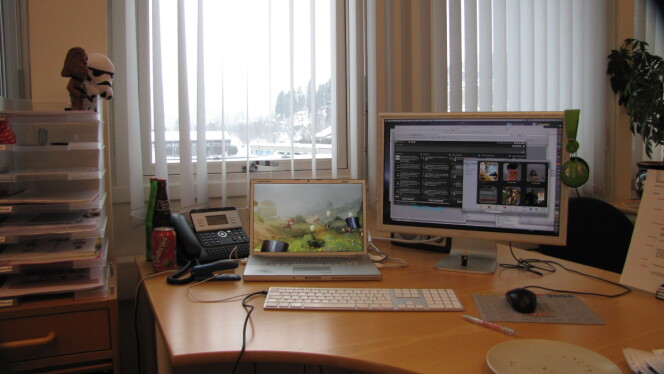 Min første arbeidsplass, med min aller første Apple-laptop. 📸: Jørgen Jacobsen