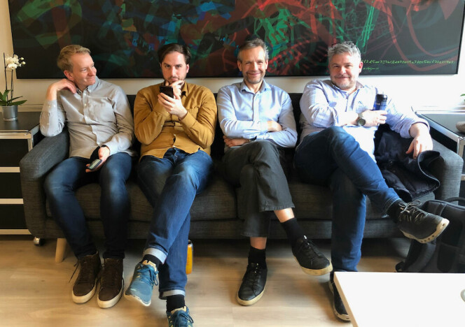 Partnerne Stian Gjedrem, Torstein Bjørnstad, Pål Fagerås og Pål Berg i Boitano ser fram til å kunne sitte tett i tett på kontoret igjen. 📸: Privat
