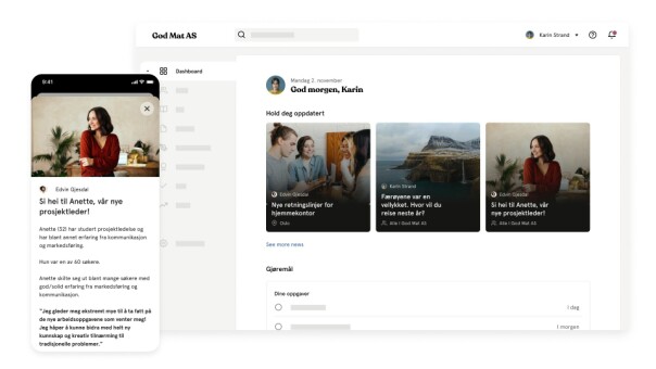 - Huma ble lansert i 2020, en startup som ble etablert ved hjelp av åtte ansatte i Agens og eksterne investorer. Huma er en helt ny type HR-opplevelse som er mobile first, forteller Håvard Federighi Fossli.