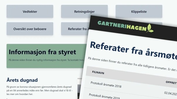 Når du er logget inn, får du tilgang til informasjon og dokumenter beregnet på de som bor i sameiet.