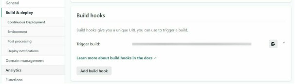 Med en build hook kan publiseringsløsningen din (Contentful i mitt tilfelle) automatisk trigge en ny build når nytt innhold legges inn. 📸: Kurt Lekanger