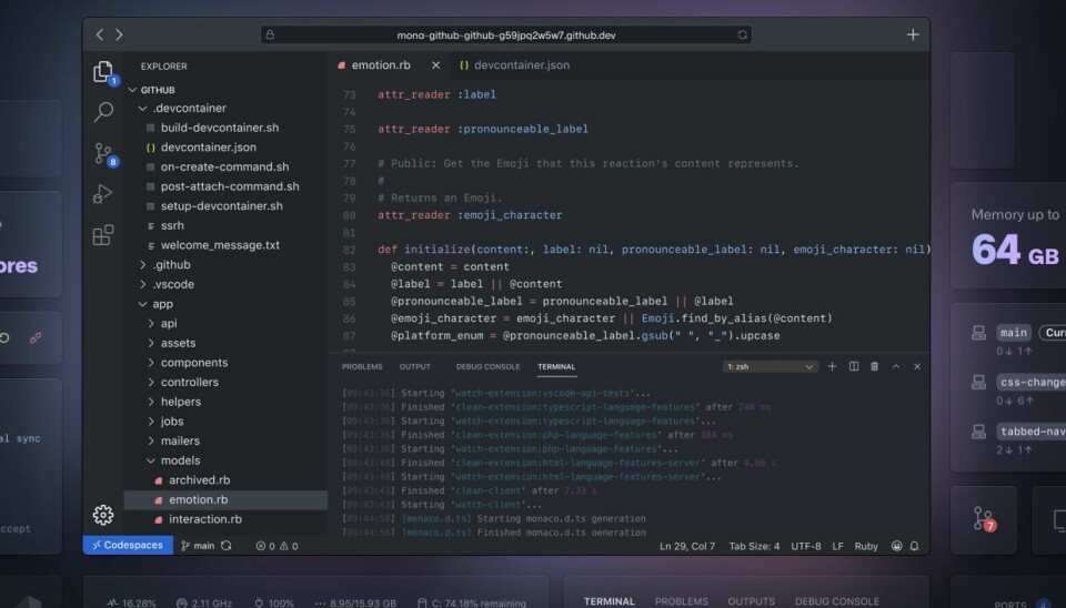 Github lanserer tjenesten Codespaces som gir en Virtuel Visual Studio Code editor. 📸: Github