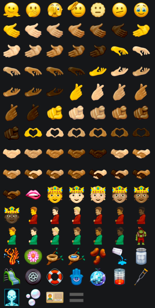 Emojipedias samlingsbilde av forslagene for Emoji 14.0. 📸: Emojipedia