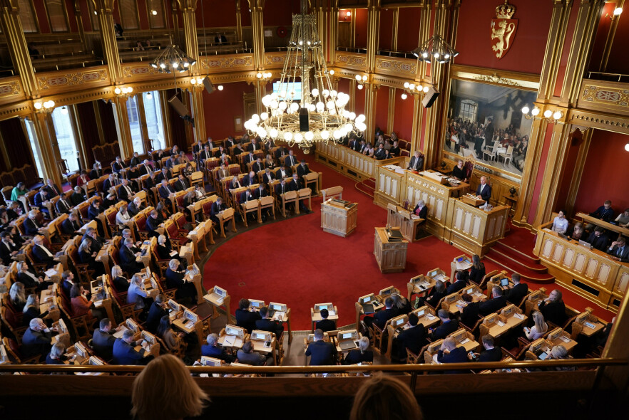 Finansminister Jan Tore Sanner i Stortinget i forbindelse med fremleggelsen av regjeringens forslag til statsbudsjett for 2022. 📸: Stian Lysberg Solum / NTB
