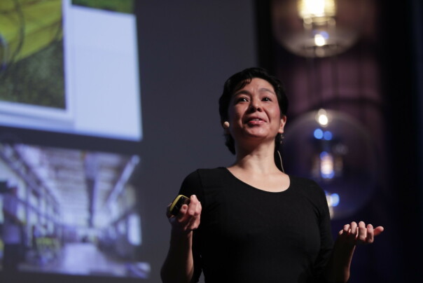 Aiko Yamashita, senior dataanalytiker i DNB, var en av dem som skulle inspirerte studentene på Jenter i AI. 📸: Kai T. Dragland / NTNU