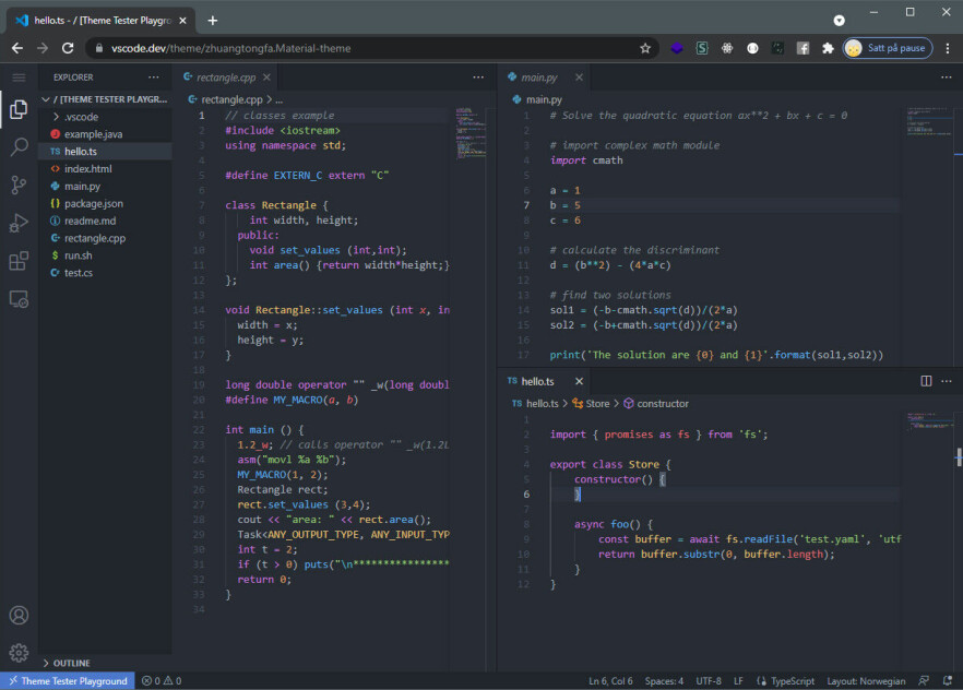 Sånn tester du VSCode-temaer med den nye nettleser-versjonen