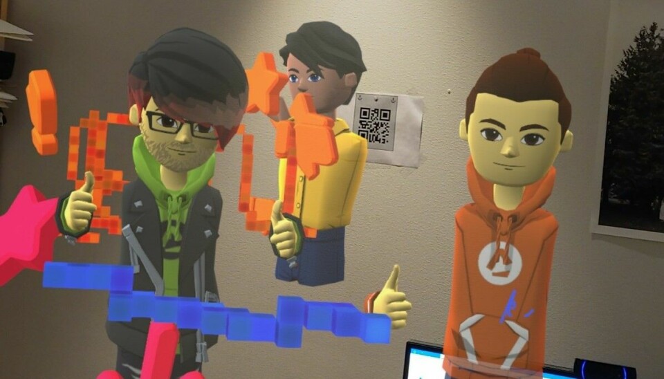 Noen av Mixed Reality-utviklerne hos Sopra Steria har et møte med Microsoft Mesh-appen for HoloLens 2