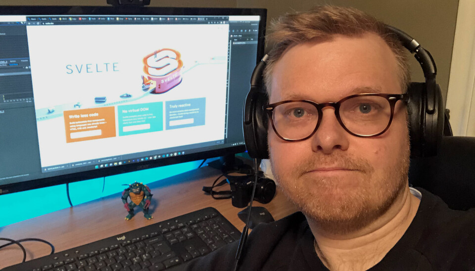 Utvikler Jørgen Jacobsen i kode24 er skuffet over at rammeverk som Svelte ikke slo an mer i 2021. 📸: Jørgen Jacobsen