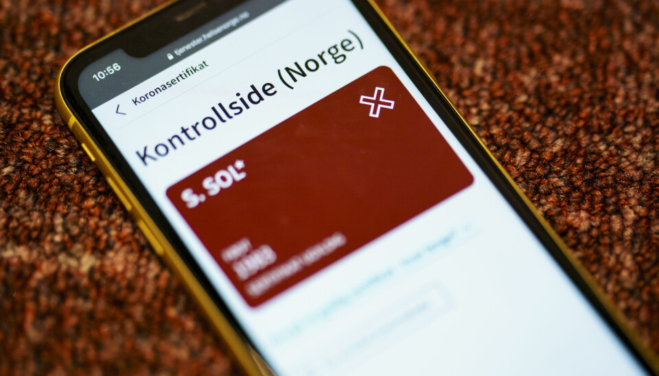 Koronasertifikat viser vaksineringsstatus, om du er frisk fra smitte og testresultater. 📸: Stian Lysberg Solum / NTB.