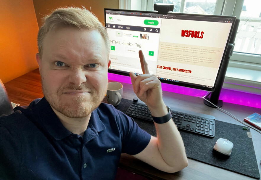 Jørgen Jacobsen forteller om sin historie med W3Schools.com - en nettside han aldri slutta å bruke. 📸: Jørgen Jacobsen