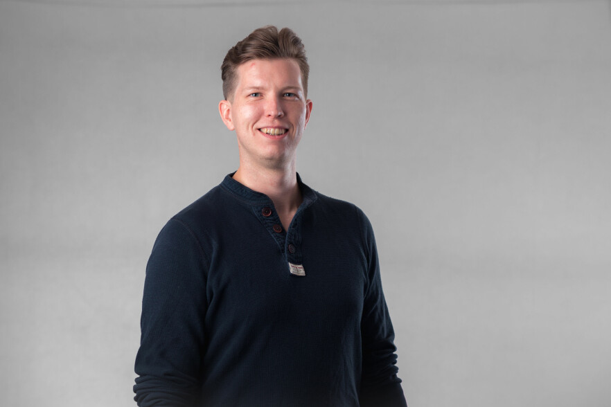 Skjalg Erling Schrødter Teig jobber som utvikler i NRK, akkurat nå fra kjøkkenet. 📸: Privat