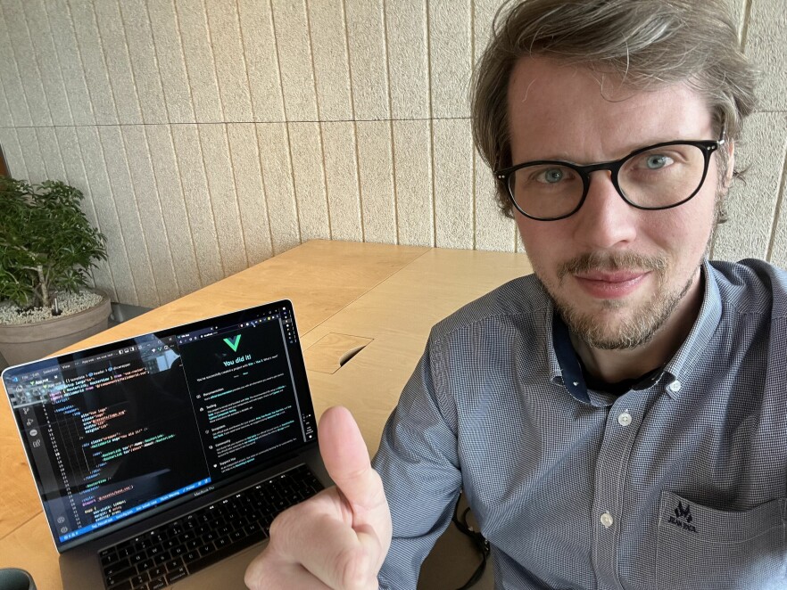 - Ønsker du å ta et oppgjør med din frontend-frykt, hvorfor ikke bruke Vue.js som ditt utgangspunkt? skriver seniorkonsulent Sverre Skuland. 📸: Privat