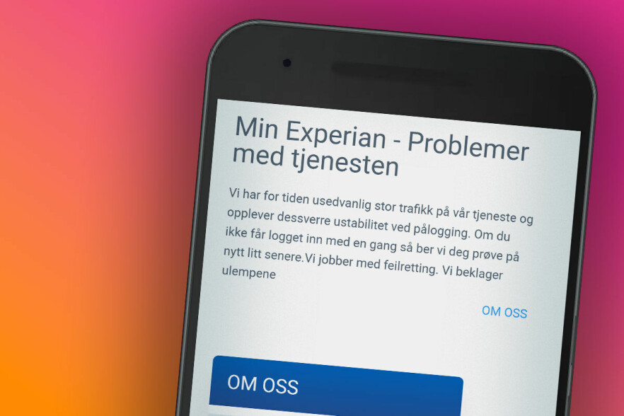 MinExperian.no får trøbbel av flommen etter Norkart-hackingen. 📸: kode24