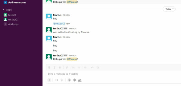 Vi skal lage en enkel slackbot som svarer deg når du sender melding.